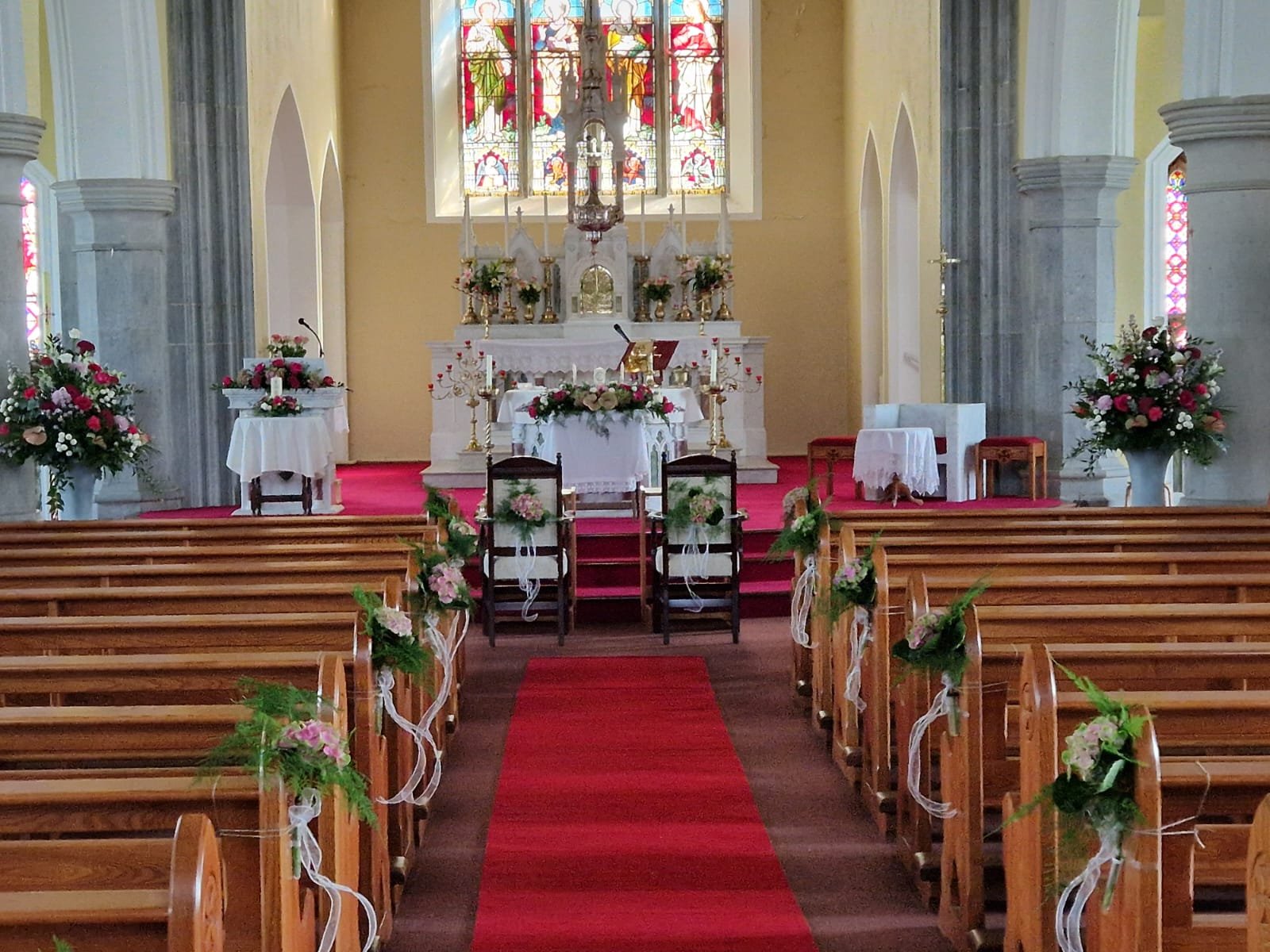 Flowers along the aisle